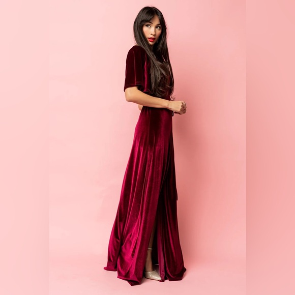Baltic Born | Meghan Velvet Wrap Maxi Dress | Mulberry | S | NWT - Picture 10 of 10